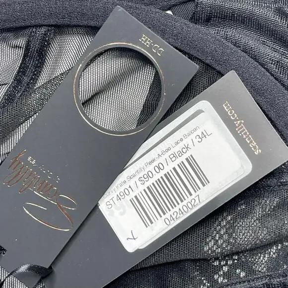 Curvy Kate Scantilly Peek-A-Boo Lace Balcony Bra size 34L Black New - Picture 10 of 13